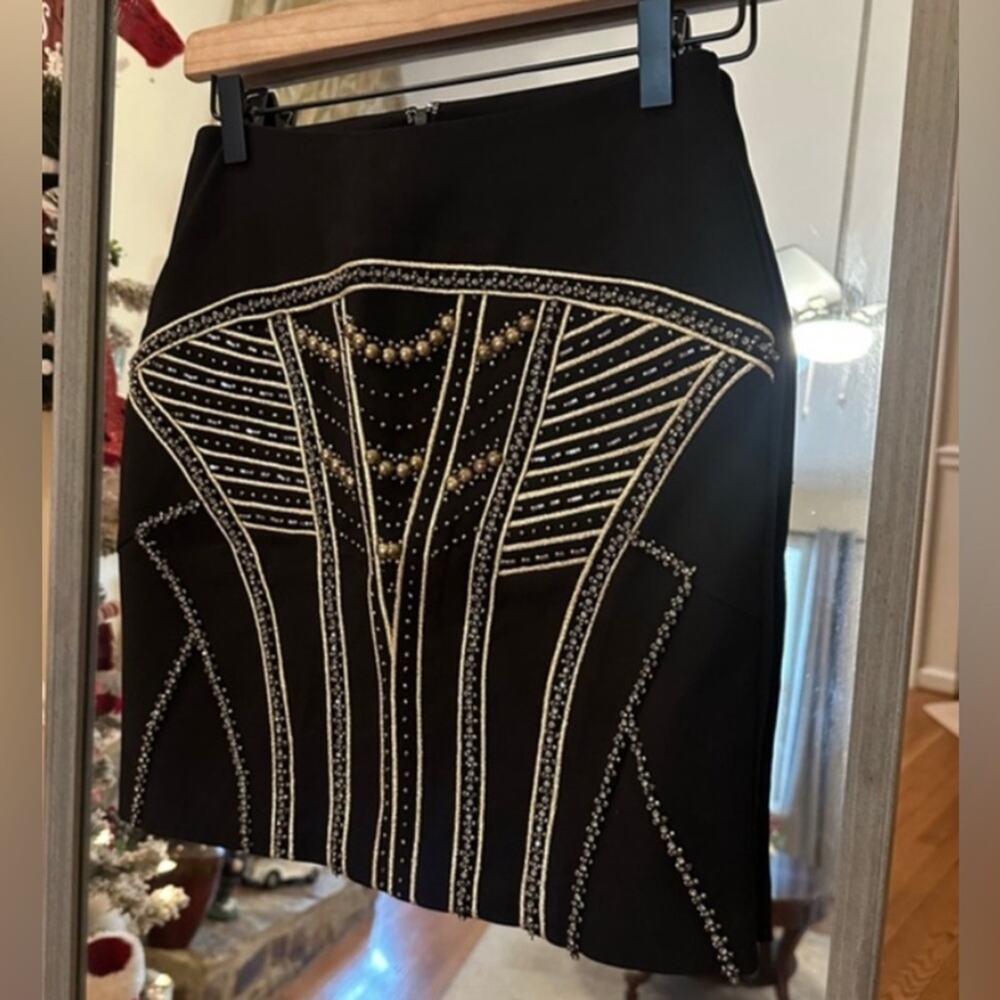 REVOLVE Black and Gold Embellished Pencil Skirt